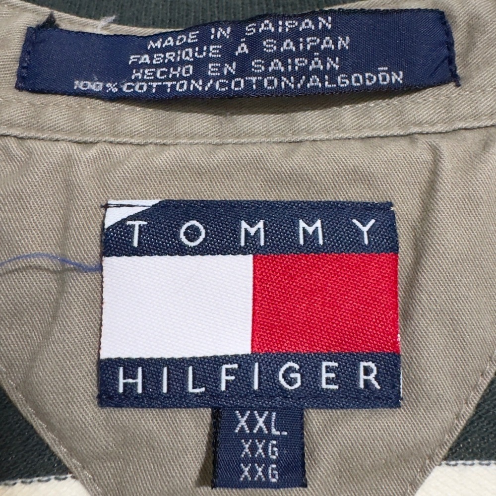 Vintage 90's Tommy Hilfiger Mens XXL Polo Shirt Green Blue White Crest Logo - Picture 3 of 6